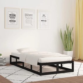 Estrutura cama pequena solteiro 75x190 cm madeira maciça preto