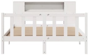 Cama com estante sem colchão 160x200 cm pinho maciço branco