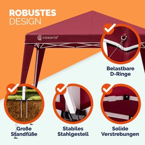 Tenda dobrável Popup Capri festas, eventos, feiras 3x3m com Saco de transporte vermelho vinho