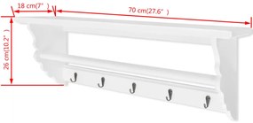Suporte p/ casacos bengaleiro, estilo barroco MDF branco