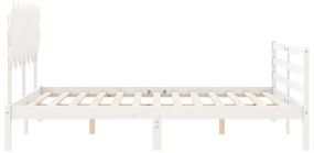 Estrutura de cama com cabeceira 140x190cm madeira maciça branco