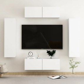 vidaXL 4 pcs conjunto de móveis de TV derivados de madeira branco