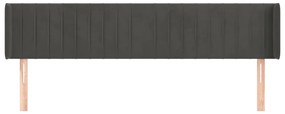 Cabeceira de cama c/ abas veludo 183x16x78/88cm cinzento-escuro