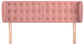 Cabeceira de cama c/ abas veludo 147x23x78/88 cm rosa