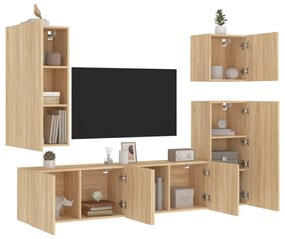 vidaXL 5 pcs móveis de parede p/ TV derivados madeira carvalho sonoma