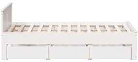 Cama sem colchão com cabeceira 140x190 cm pinho maciço branco