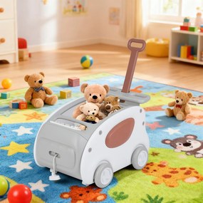Andador para Bebés Carrinho 2 em 1 para Empurrar e Puxar com Rodas Assento Dobrável e Cinto de Segurança Cinza