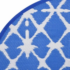 Tapete de exterior Ø200 cm ARAKIL PP azul e branco