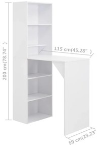 Mesa de bar com armário 115x59x200 cm branco