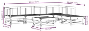 7 pcs conjunto lounge de jardim madeira de pinho impregnada