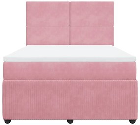Cama com molas/colchão 140x190 cm veludo rosa
