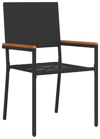 Conjunto de Jantar de Jardim vidaXL 9 Peças Polirattan Preto