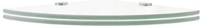 Prateleiras canto 2 pcs suportes cromados 25x25cm vidro transp.