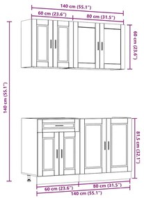 4 peças armário de cozinha conjunto Kalmar preto