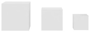 Mesas de apoio 3 pcs derivados de madeira branco