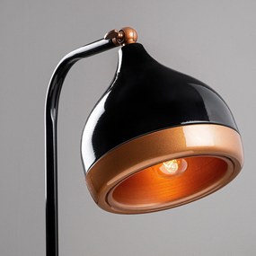 Candeeiro de Pé Yildo – Preto e Cobre – 40 x 28 cm, Altura 150 cm