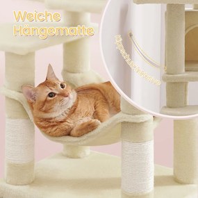 Arranhador para gatos com vários andares 45 x 35 x 112 cm bege