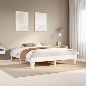 Cama sem colchão 200x200 cm madeira de pinho maciça branco