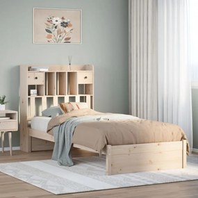 vidaXL Cama com estante sem colchão 100x200 cm pinho maciço