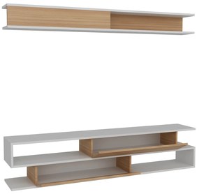 Móvel TV Sims – Branco e Teca – 176x39x31,5 cm