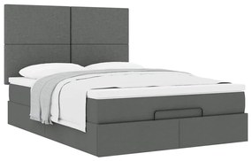 Estrutura de cama otomana com colchão 140x190cm cinzento escuro