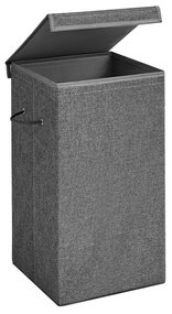 Cesto de roupa suja SONGMICS 85L, cesto de roupa suja com tampa e alças magnéticas, cesto de roupa suja, dobrável, tecido com aparência de linho, bolsa com forro removível, cinza escuro LCB001G02