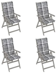 Cadeiras jardim reclináveis c/ almofadões 4 pcs acácia maciça