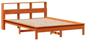 Cama sem colchão 140x190 cm pinho maciço castanho-mel