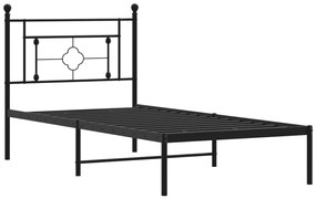 Estrutura de cama com cabeceira 100x190 cm metal preto