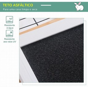 Coelheira de Exterior Gaiola para Coelhos Porquinho da India Animais Pequenos com 2 Portas Superiores e Teto Asfáltico Dobrável 123x120x52cm Madeira Natural