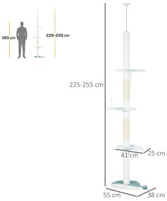 PawHut Arranhador para Gatos de 255 cm Torre para Gatos do Chão do Tet