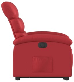 Poltrona reclinável elevatória elétrica couro artif. vermelho