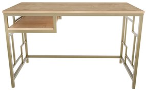 Secretária para Estudo Kennesaw - Dourado e Carvalho - 120x60x74,8 cm