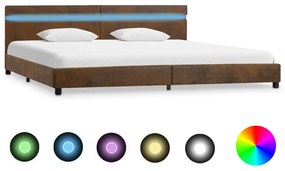 284809 vidaXL Estrutura de cama com LED em tecido 180x200 cm castanho