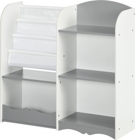 ZONEKIZ Organizador de Brinquedos Estante para Crianças com Prateleiras Abertas para Dormitório Sala de Jogos 85x26x84 cm Cinza | Aosom Portugal