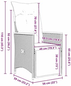 Conjunto de Jantar de Jardim de 5 Peças com Almofadas Pretas em Rattan
