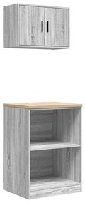 vidaXL Armários de garagem 2 pcs derivados de madeira cinzento sonoma