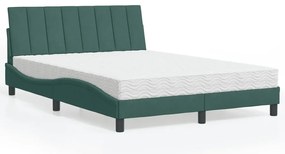 Cama com colchão 140x190 cm veludo verde-escuro