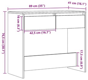 Mesa consola 89x41x76,5 cm derivados madeira carvalho artisiano