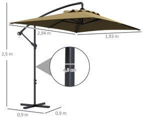 Chapéu de Sol Excêntrico 294x193 cm Chapéu de Sol de Jardim com Base C