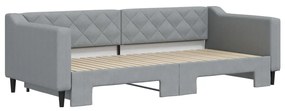 Sofá-cama com gavetão 90x200 cm tecido cinzento-claro