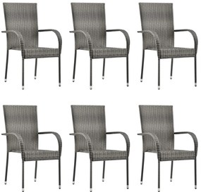 7 pcs conjunto de jantar para jardim cinzento