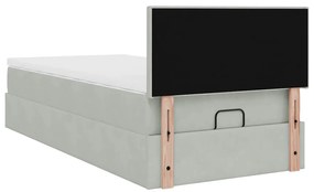 Estrutura cama otomana colchão 90x190 cm veludo cinzento claro