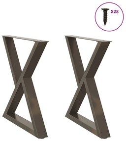 Pés para mesa de jantar 2 peças aço natural 70x(72-73,3) cm aço