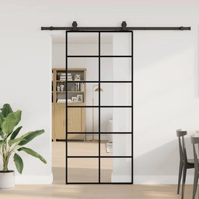 Porta deslizante c/ conj. ferragens 90x205cm vidro ESG preto