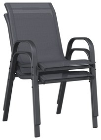 Conjunto Bistro de Jardim de 3 Peças Cinza Textilene e Aço