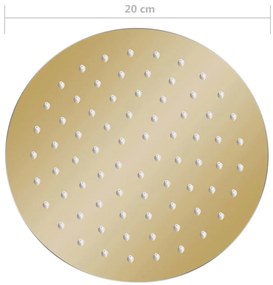 Cabeça de chuveiro redonda 20 cm aço inoxidável dourado