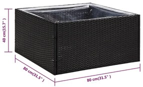 Vaso/floreira de jardim 80x80x40 cm vime PE preto