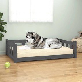 vidaXL Cama para cães 105,5x75,5x28cm madeira de pinho maciça cinzento