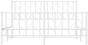 Estrutura de cama com cabeceira e pés 150x200 cm metal branco